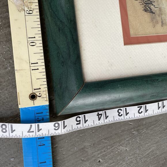 Vintage 1995 BULL RIDING PICTURE RODEO COWBOY CAROLYN CHENEY FRAMED PRINT 13x16” - Picture 3 of 5